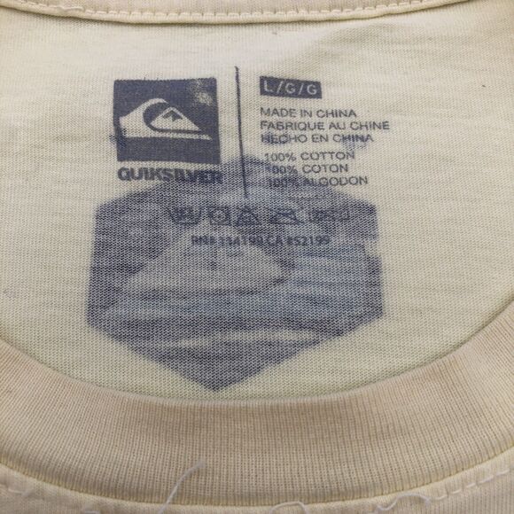 Quicksilver Short Sleeve T Shirt Yellow Size Large Logo Graphic Summer Vacation - Picture 5 of 7